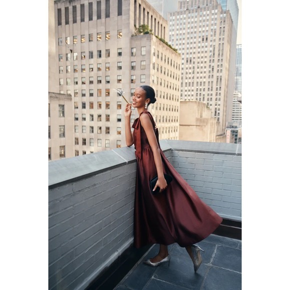 TUCKERNUCK Oxblood Dupioni Bow Esme Dress NWT size XL Retail $228 - Picture 8 of 13